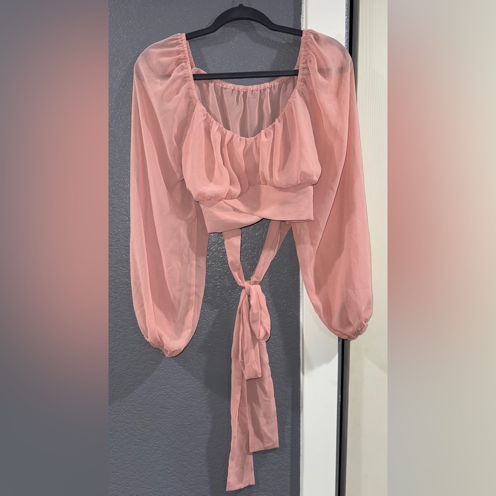 SHEIN Pink Sheer Crop Top